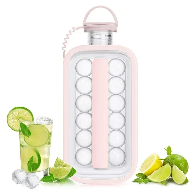 Ice Cube Maker Bottle & Portable Ice Storage Container