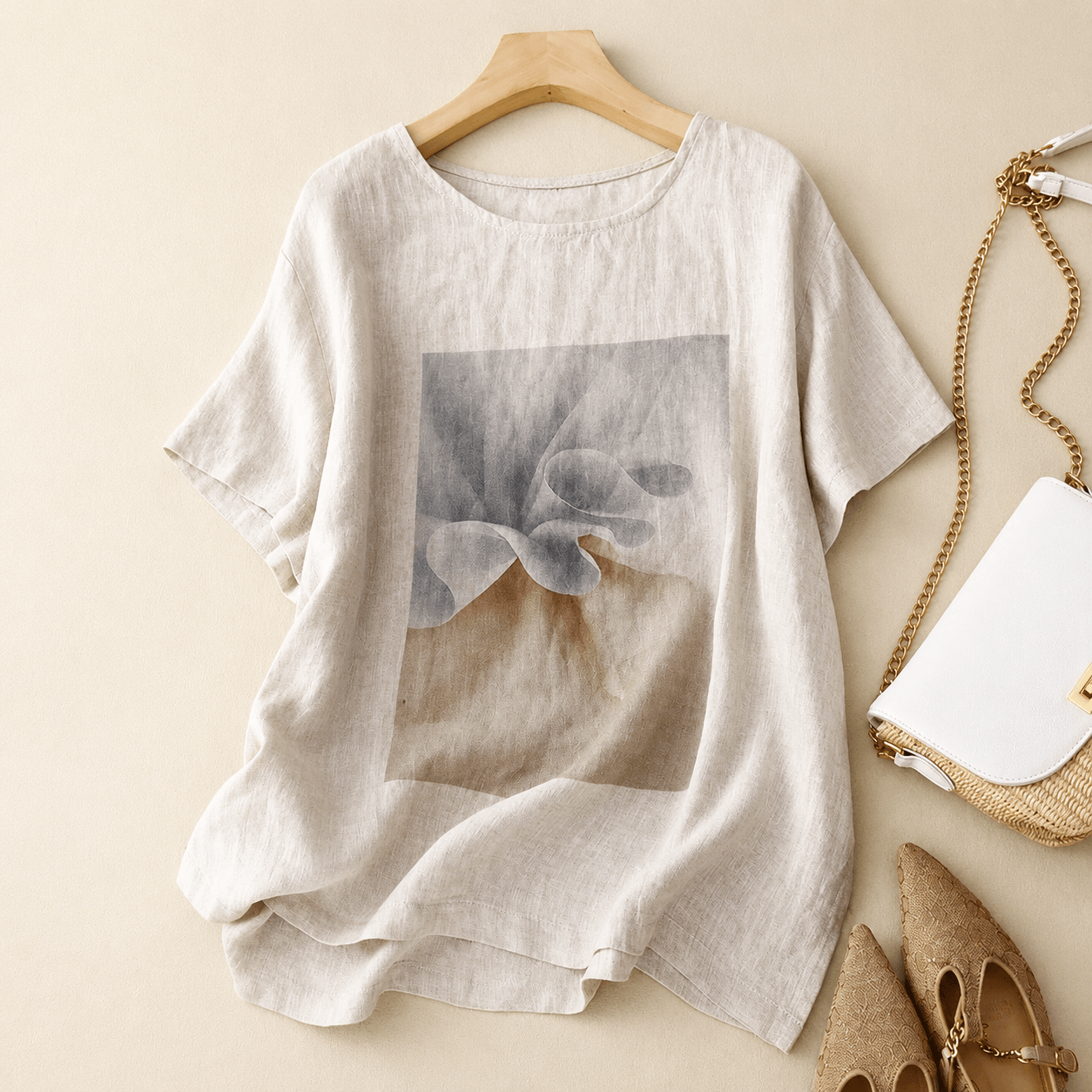 Elegant Art Print Plus Size Casual T Shirt for Women Plus Size Printed T Shirt & Casual Women's Tees