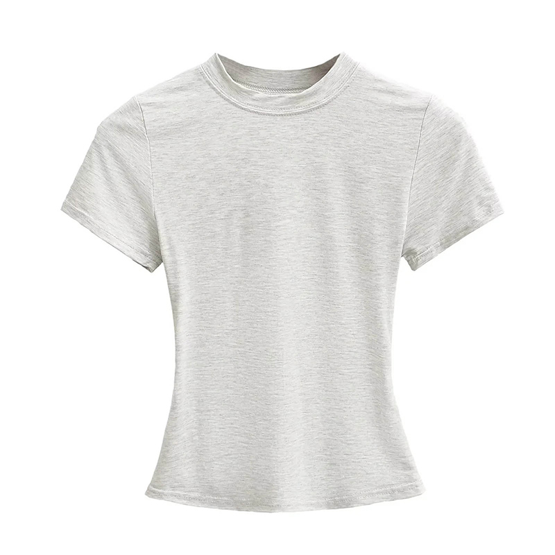 Women's Slim Fit Casual Short Sleeve Solid Crop T Shirt Fashion Basic Tee Top