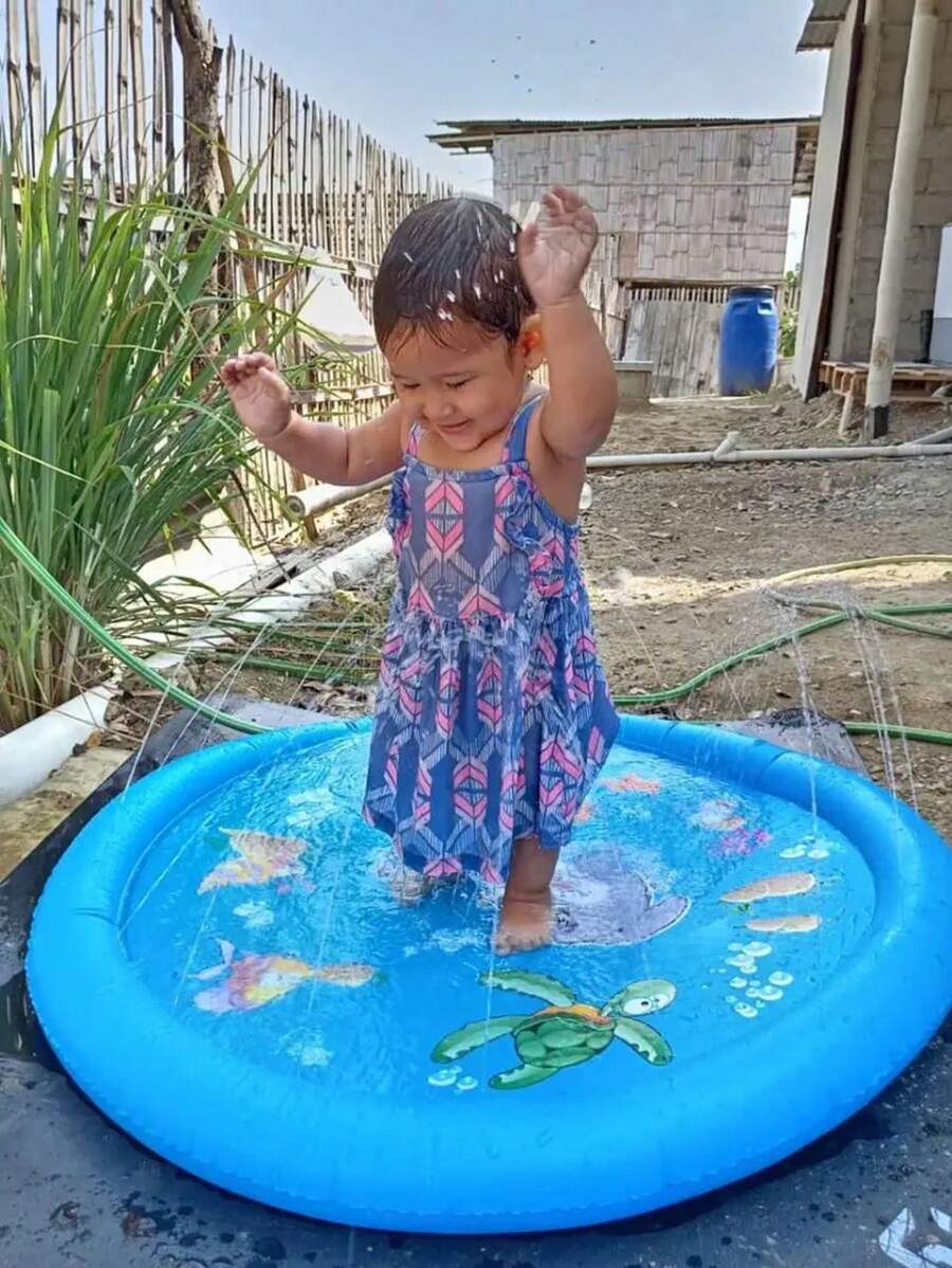 Dolphin Splash Kids Splash Pad Outdoor Water Sprinkler Play Mat for Summer Water Fun