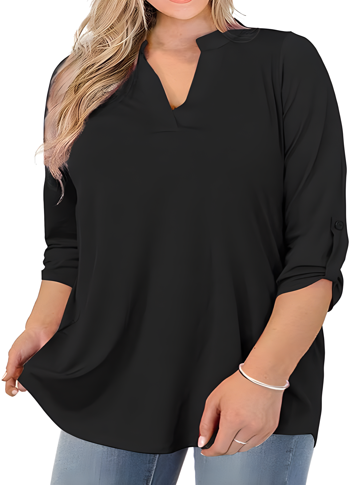 Grace Flow V Neck Summer Blouse for Women Loose Fit Button Front Top