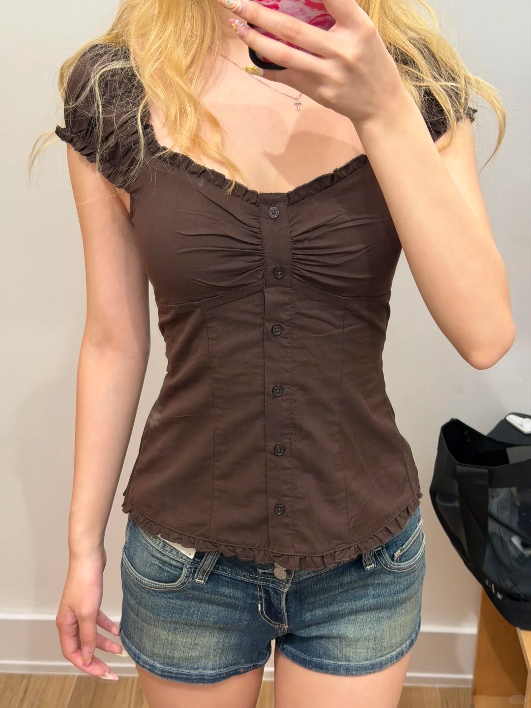 Floral Lace Up Backless Top Vintage Square Neck Summer Blouse for Women