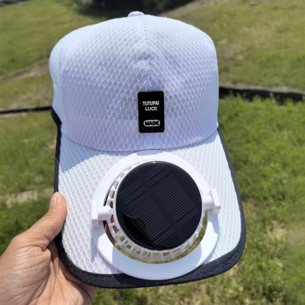 Solar Fan Hat with UV Protection Extra Long Visor Cooling Cap for Fishing, Hiking & Travel