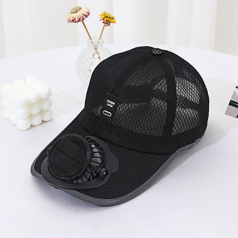 Solar Fan Hat with USB Rechargeable Cooling Fan Breathable Mesh Sun Protection Baseball Cap