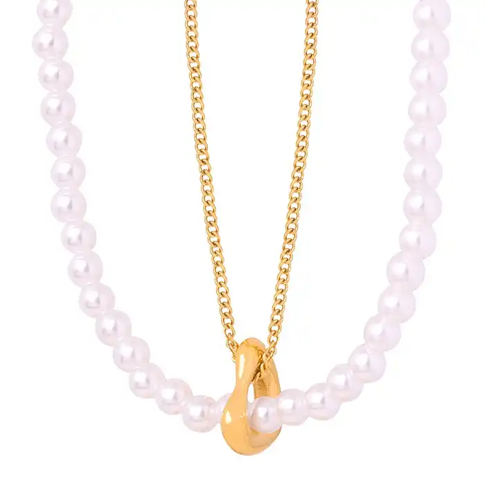 Golden Bead Necklace with Shells main image 1