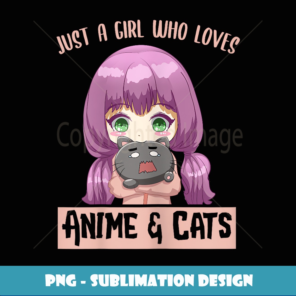Just a Girl Who Loves Anime and Cats Kawaii Cat Lover Gift - | Inspire ...