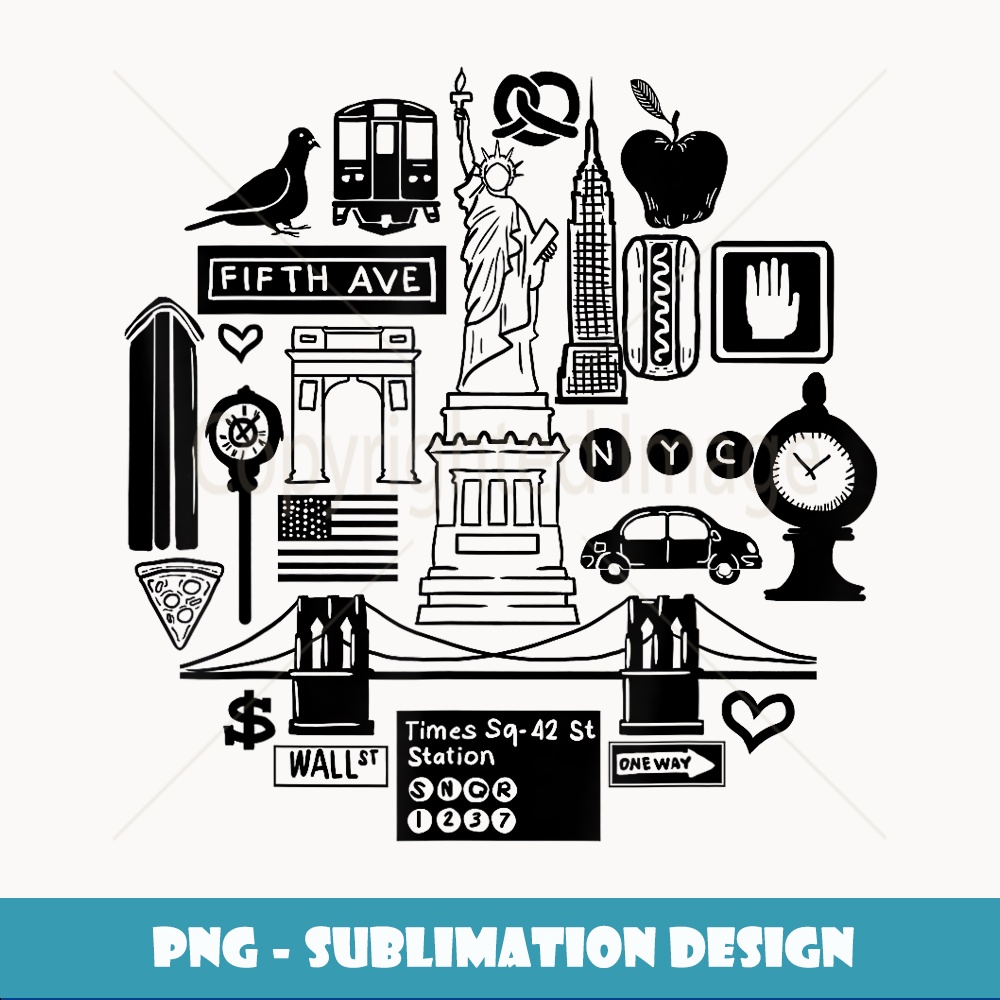 New York City Symbolic Icons Minimal Retro traveler Gift - R | Inspire ...