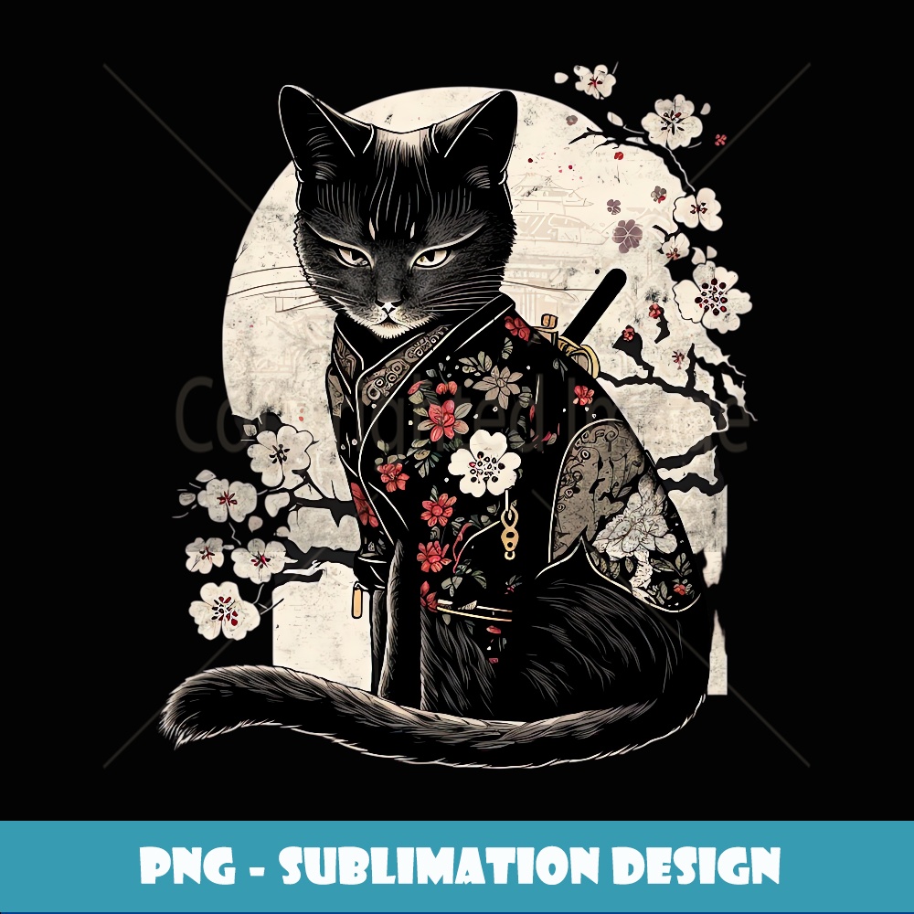 Vintage Japanese Samurai Ninja Cat Kawaii Tattoo Graphic\" Poster For Sale By Wingstar