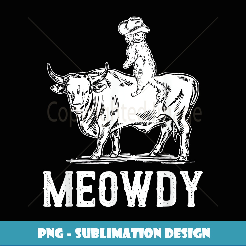 Meowdy Funny Meow And Howdy Mashup Texas Cat Meme Bull Rider | Inspire ...