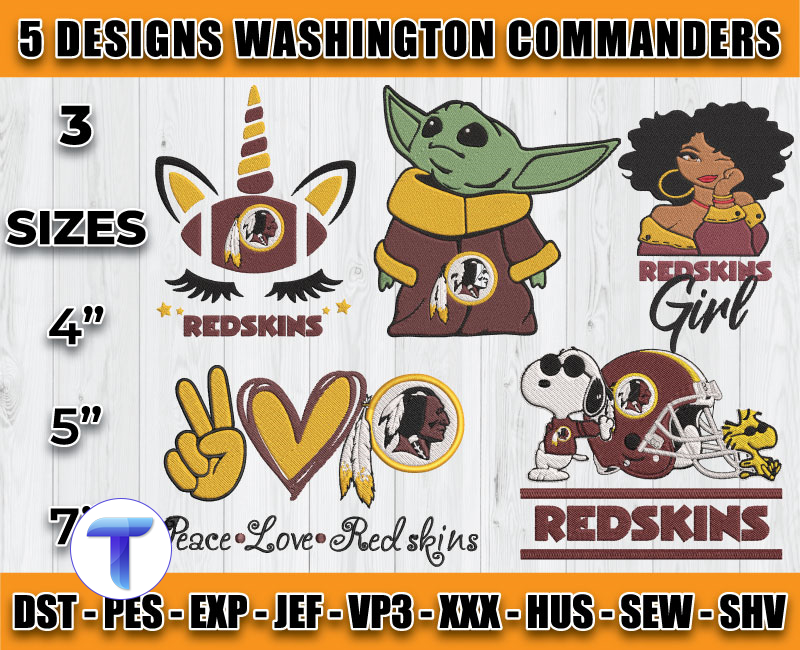Bundle 5 designs NFL Washington Commanders Embroidery, NFL W | Inspire ...