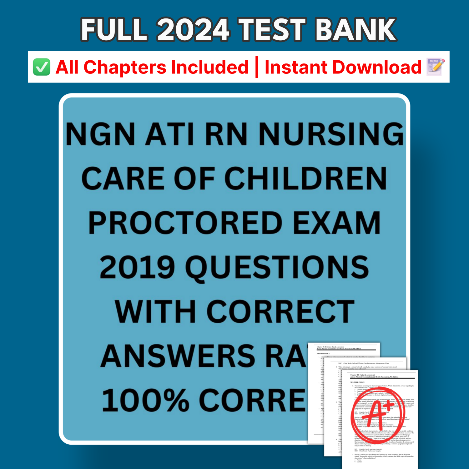 NGN ATI RN NURSING CARE OF CHILDREN PROCTORED EXAM 2019 QU - Inspire Uplift