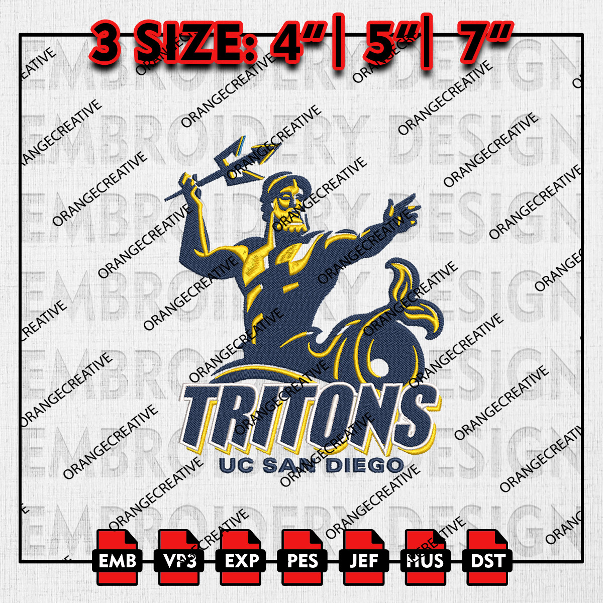NCAA UC San Diego Tritons Logo Emb files, NCAA Embroidery De Inspire