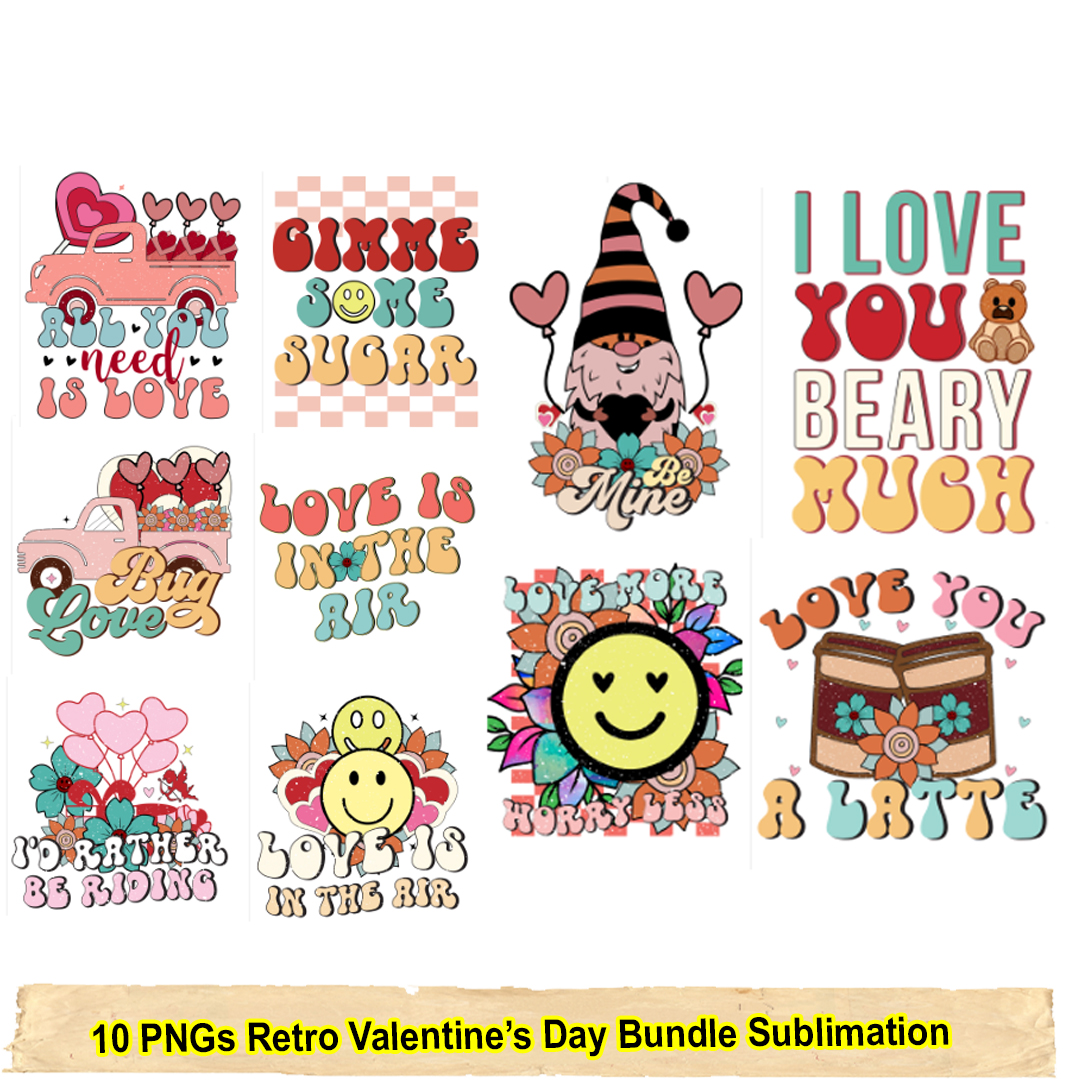 Valentine png bundle, Valentines day svg png, Retro Valentin | Inspire ...