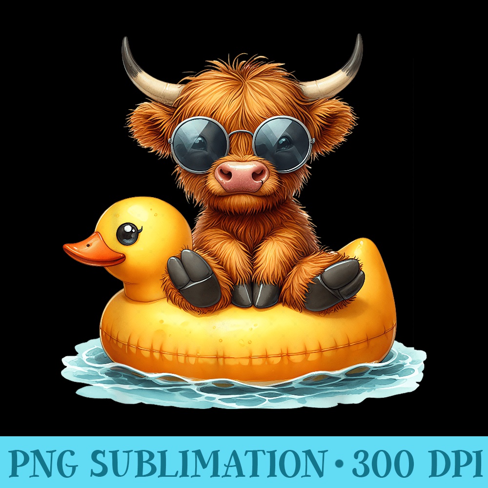 Cute Highland Cow Duck Pool Float Summer Vibes Swimming - Pr | Inspire ...