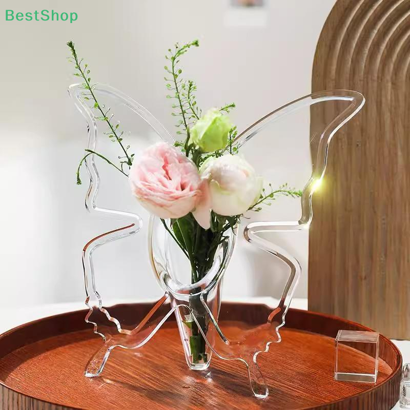 Transparent Acrylic Photo Frame, Butterfly Vase, Niche Hydroponic Flower Arrangement Decoration