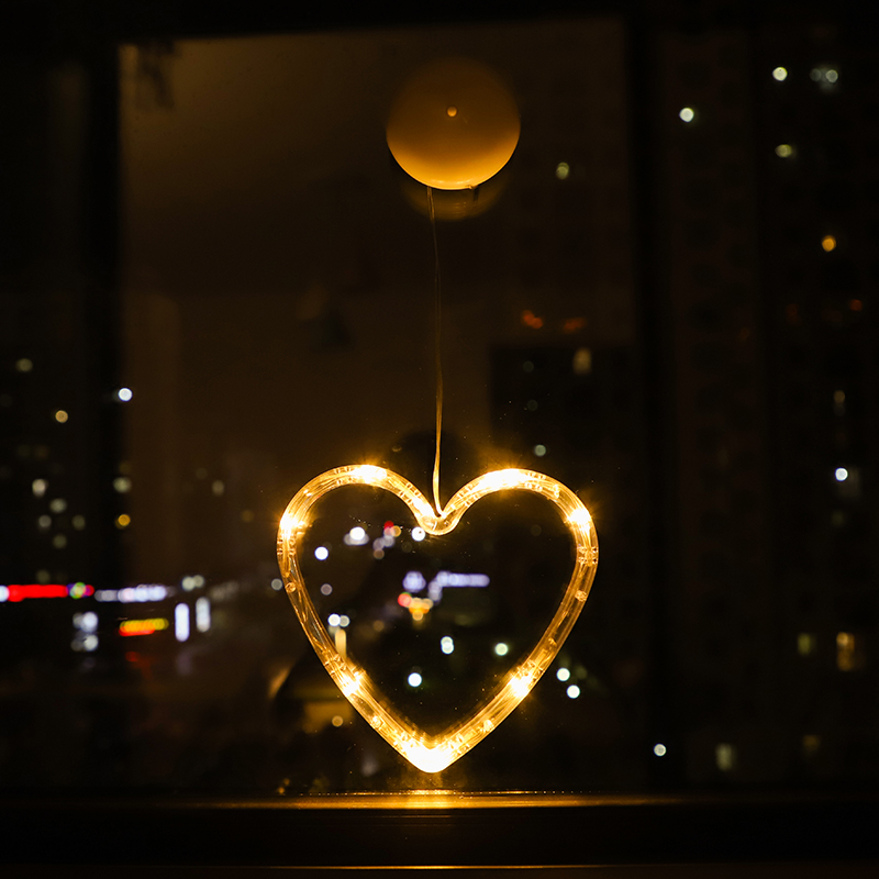 Christmas Sucker Lamp, Battery Powered LED Lights, Holiday Window Decoration for Home Decor, Bell Snowman Star Hanging