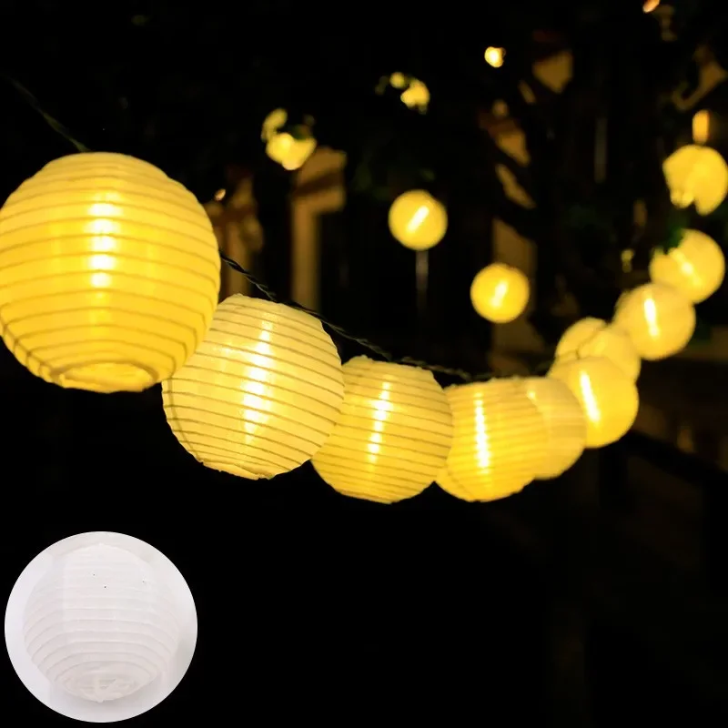 Solar Lantern String Lights, Waterproof Outdoor LED, Patio Garden Decor, Fairy Light Garland for Wedding, Party
