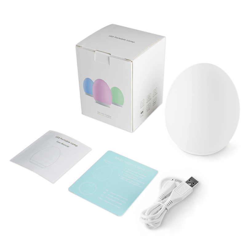 Portable Egg Shape Night Light, USB Rechargeable, Changing RGB, Remote and Touch Control, Dimmable Ambient Lamp