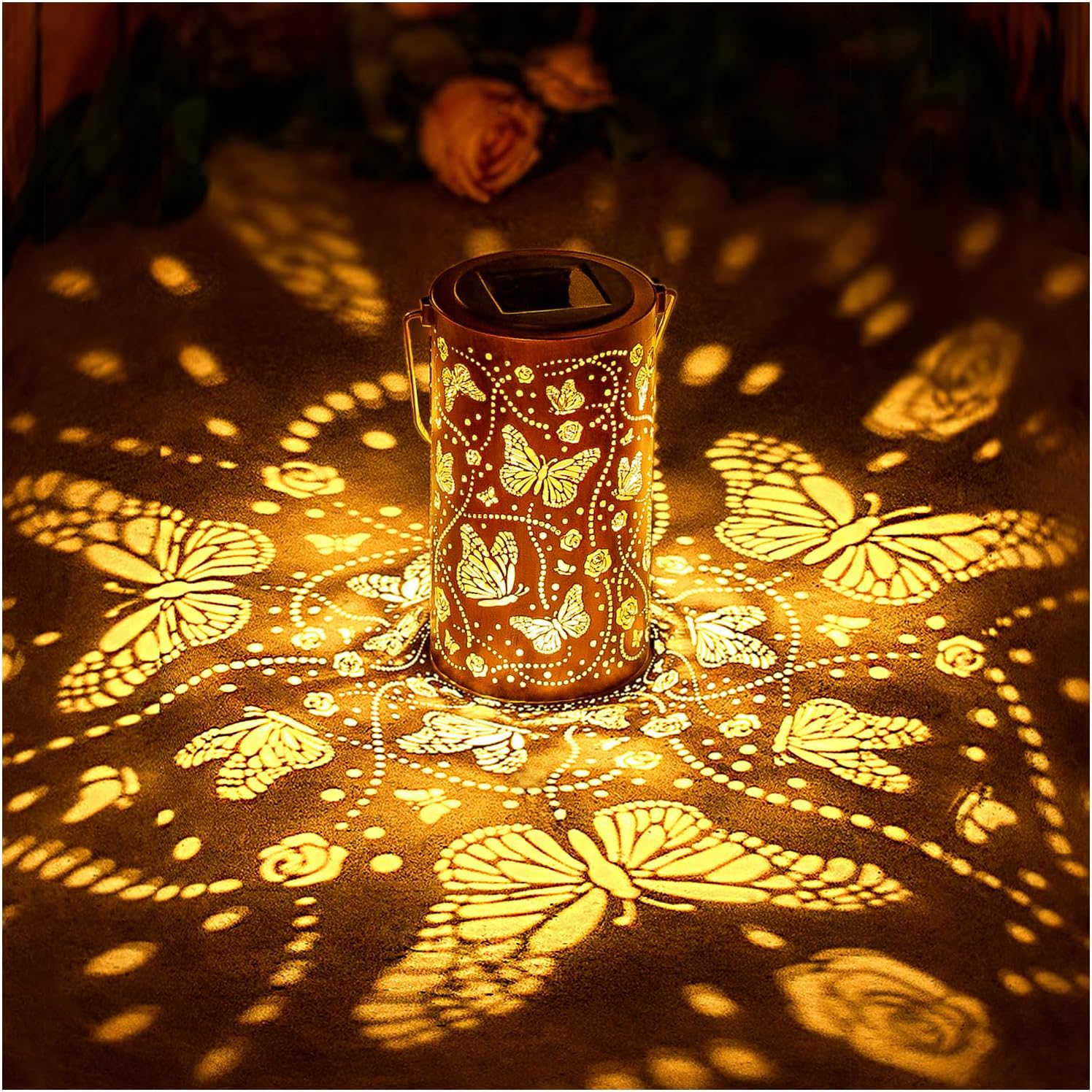 Outdoor Butterfly Solar Lanterns, Waterproof Hanging LED Lights, Metal Decorative for Garden, Lawn & Pathway Landscape