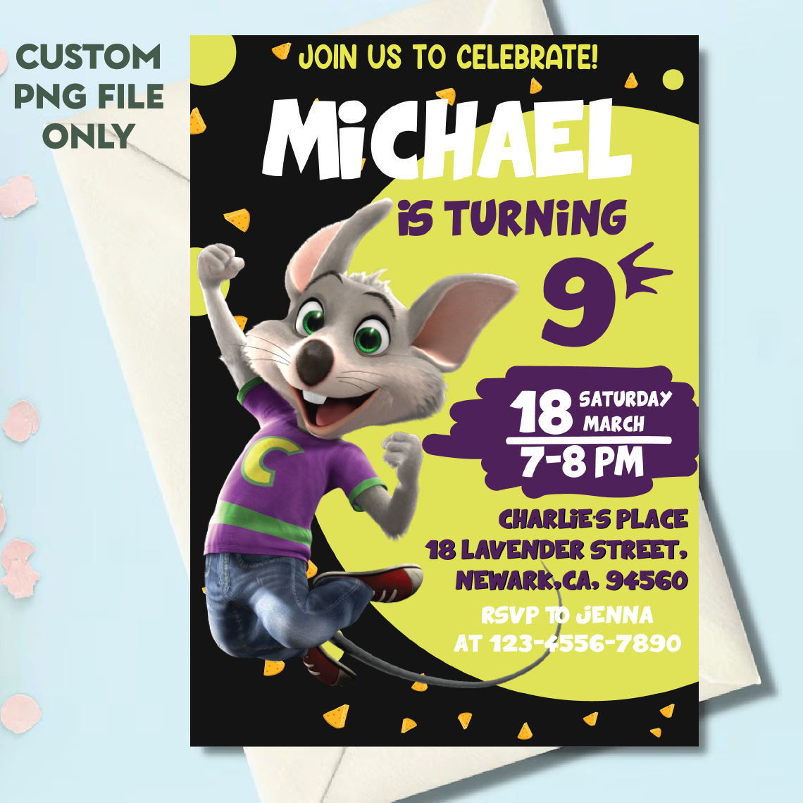 Personalized File Chuck E Cheese Birthday Invitation | Print - Inspire ...