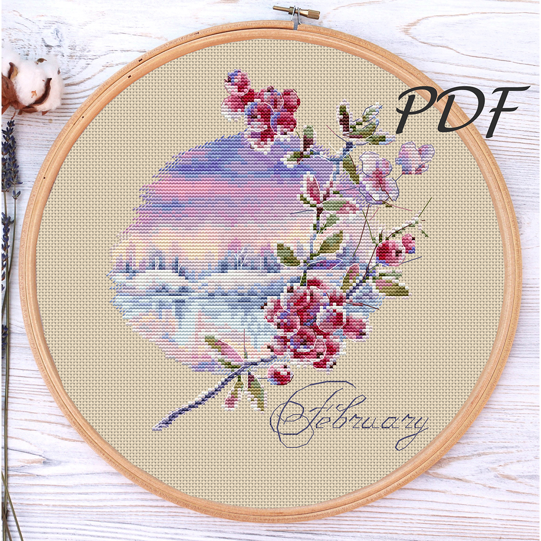 Cross stitch pattern pdf February (landscape) cross stitch p | Inspire ...