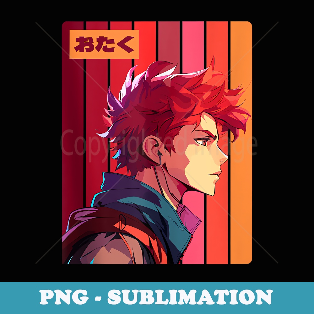 Red Haired Anime Boy Manga Japanese Otaku Decorative Subli Inspire