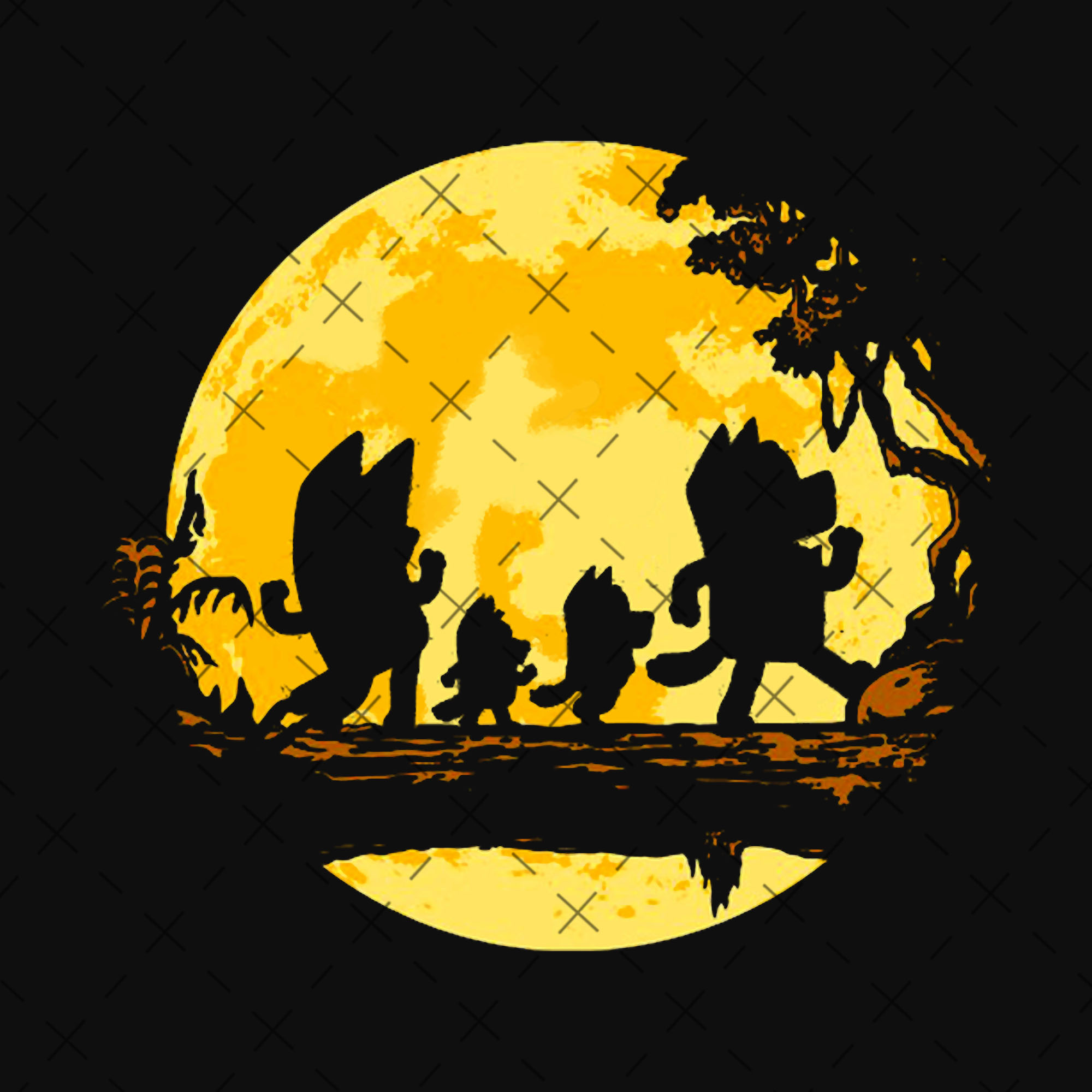 Bluey Walking Under Yellow Moon Png | Inspire Uplift