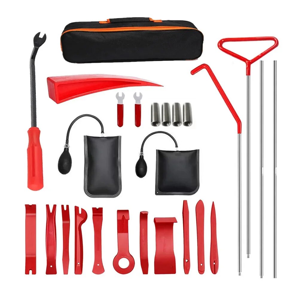 Thickened Car Wedge Pump, Locksmith Door Air Cushion, Emergency Open Tool Kit with Long Reach Grabber
