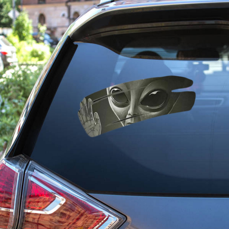 Self Adhesive 3D Cool Alien Cracked Car Sticker, PVC Vinyl Auto Racing Decal for Covering Scratches and Pull Flowers