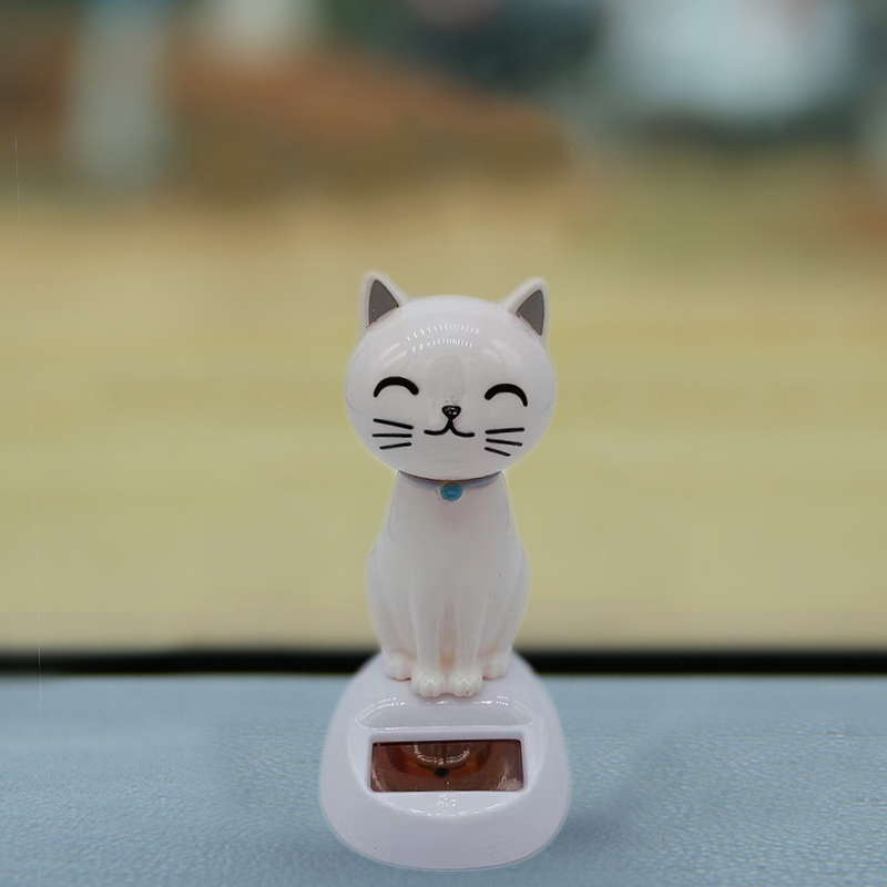 Solar Energy Car Decoration, Cartoon Cat Shaking Head Doll, Creative Automotive Interior Gift