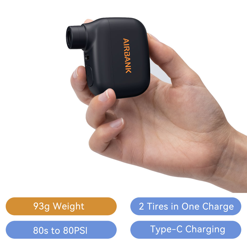 Mini Electric Bike Pump Pocket SE, Fast Charging Cordless Air Pump, Presta Schrader Valve Tire Inflator, Portable