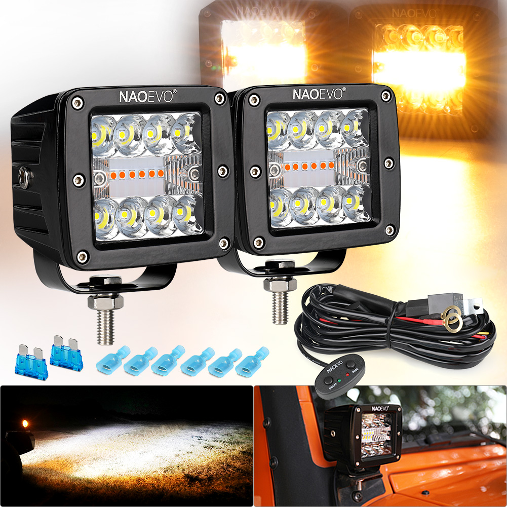LED Work Light Bar Pods, Auto DRL Fog Lamp for Truck, Jeep, Tractor, Boat, Motorcycle, ATV