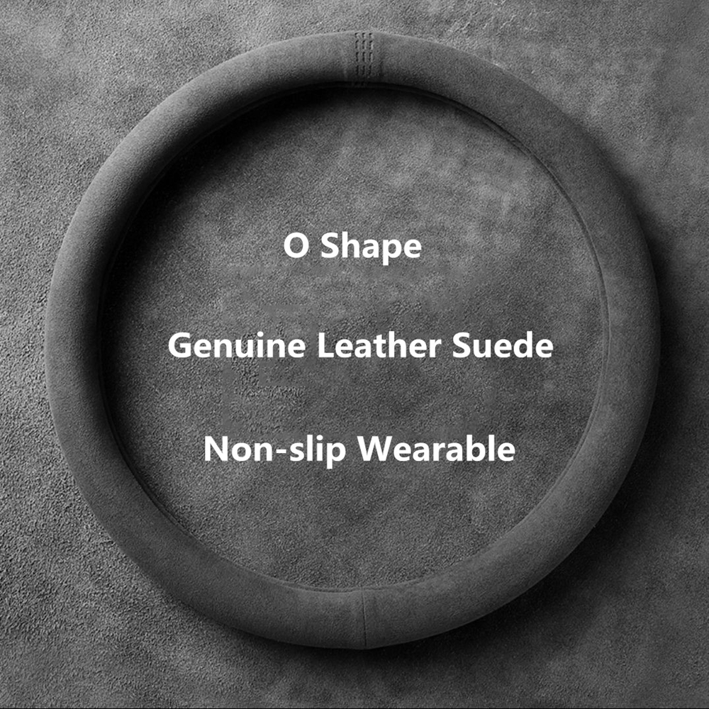 Universal Suede Car Steering Wheel Cover Cowhide Breathable Wrap for Steering Wheels