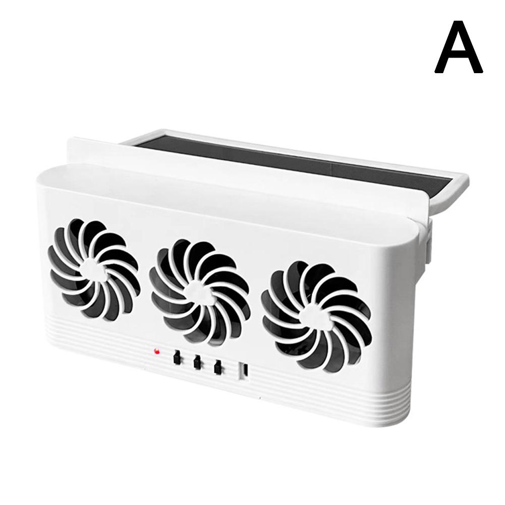Solar Powered Car Fan Window Exhaust Ventilator USB Rechargeable Car Cooler Fan