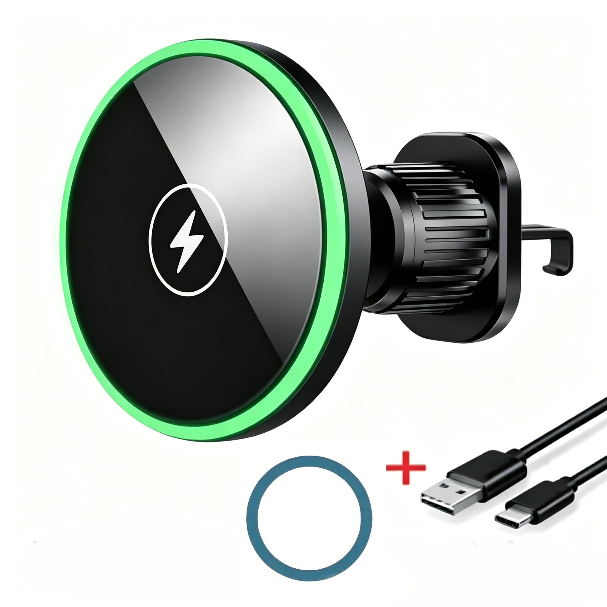 Magnetic Car Charger Wireless Phone Mount with LED Light for MagSafe iPhone