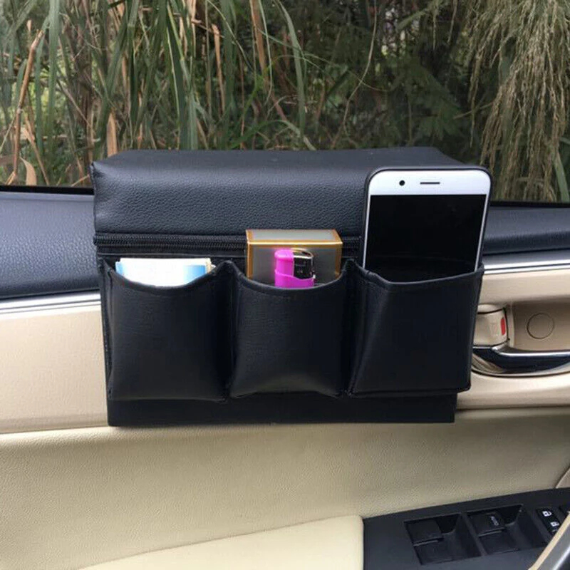 Universal Car Storage Organizer Hanging Pocket Phone Holder for Window Armrest and Trunk