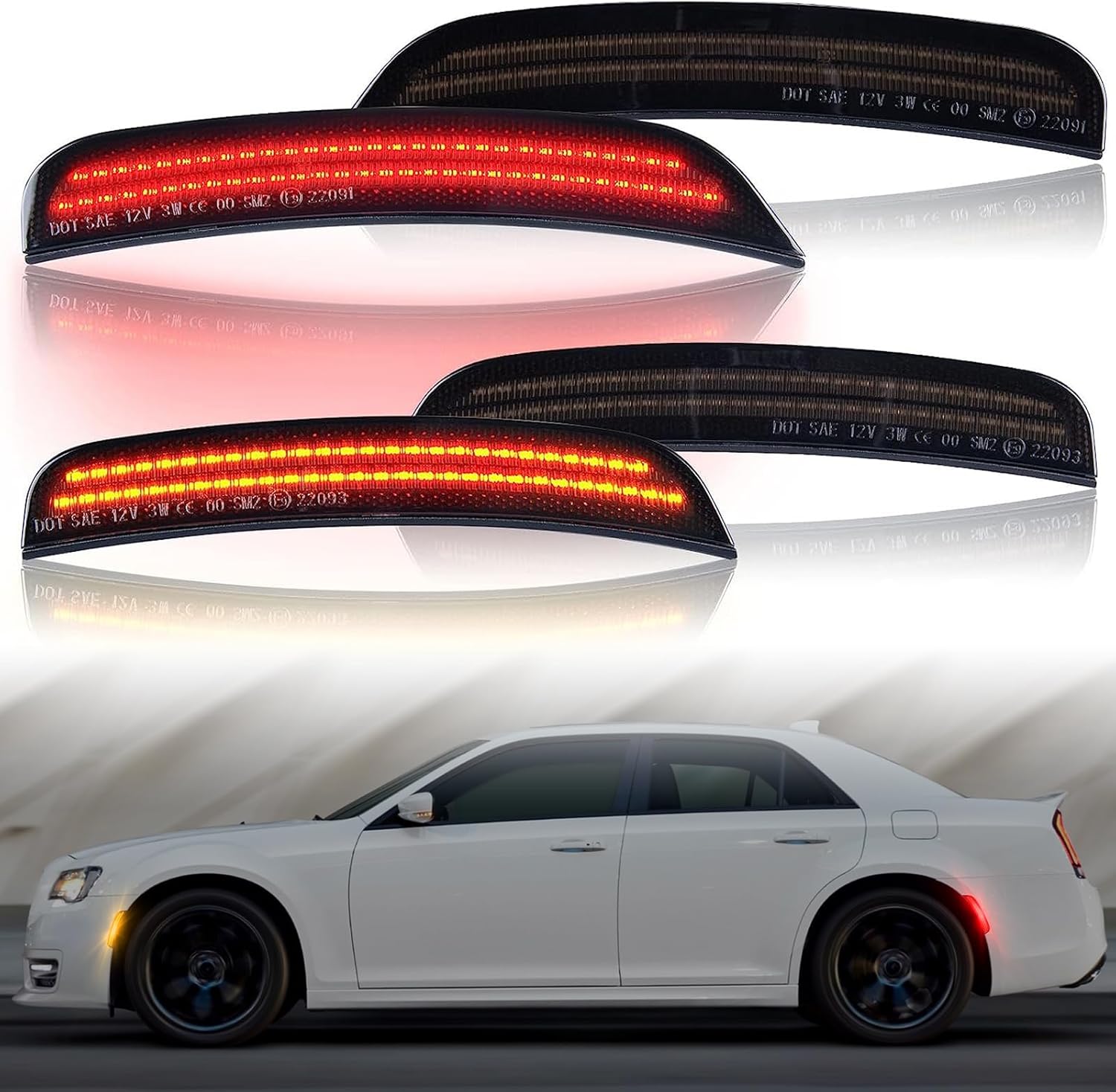 LED SideMarker Lights White Front Rear Bumper Marker Lamps for Enhanced Vehicle Visibility