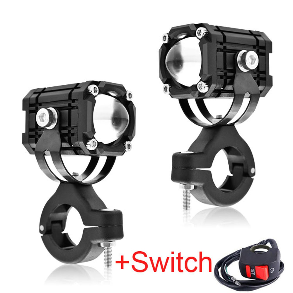 Motorcycle LED Headlight Projector Auxiliary Fog Lights with Fisheye Lens for Superior Night Riding