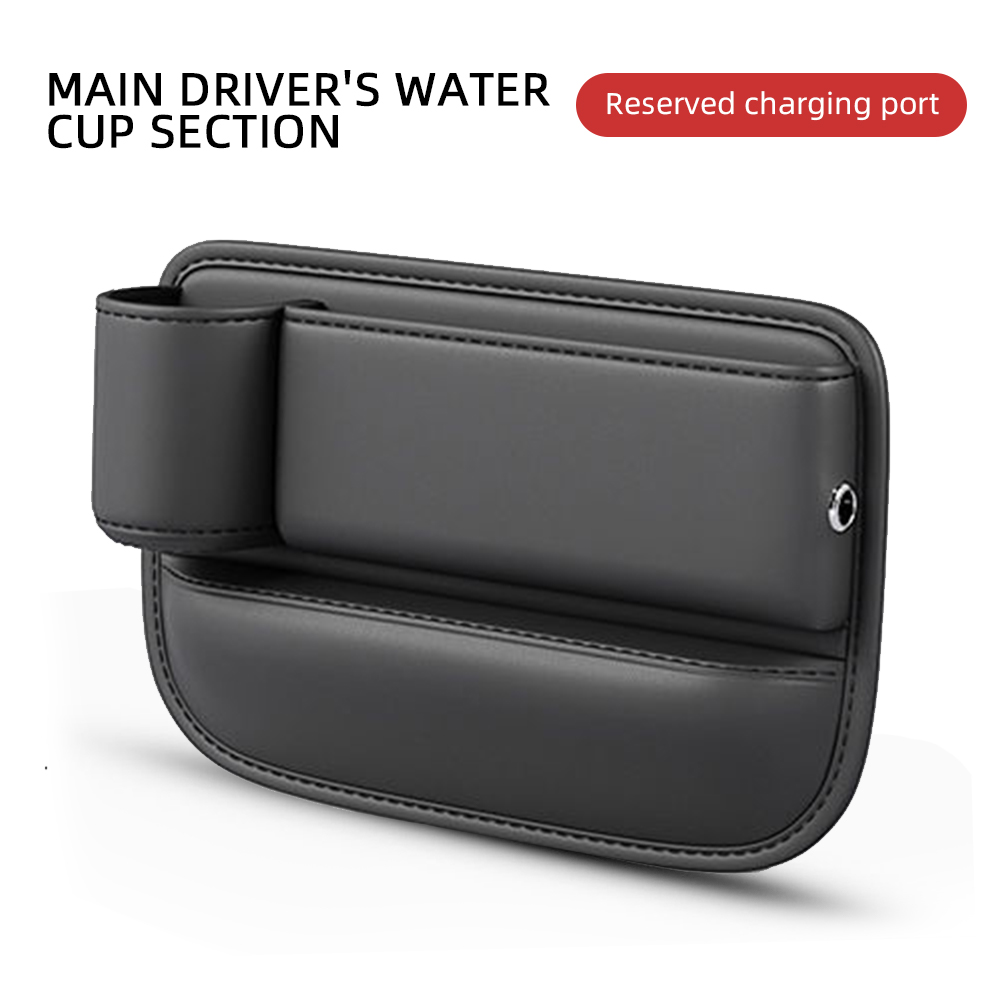 Car Seat Gap Organizer with Cup Holder Leather Seat Gap Filler Storage Box for Most Cars