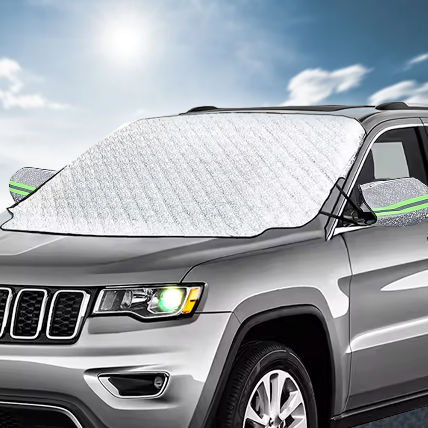 All Season Car Windshield Cover Waterproof Windshield Snow Cover & Sun Shade for Car Front Windscreen Protector