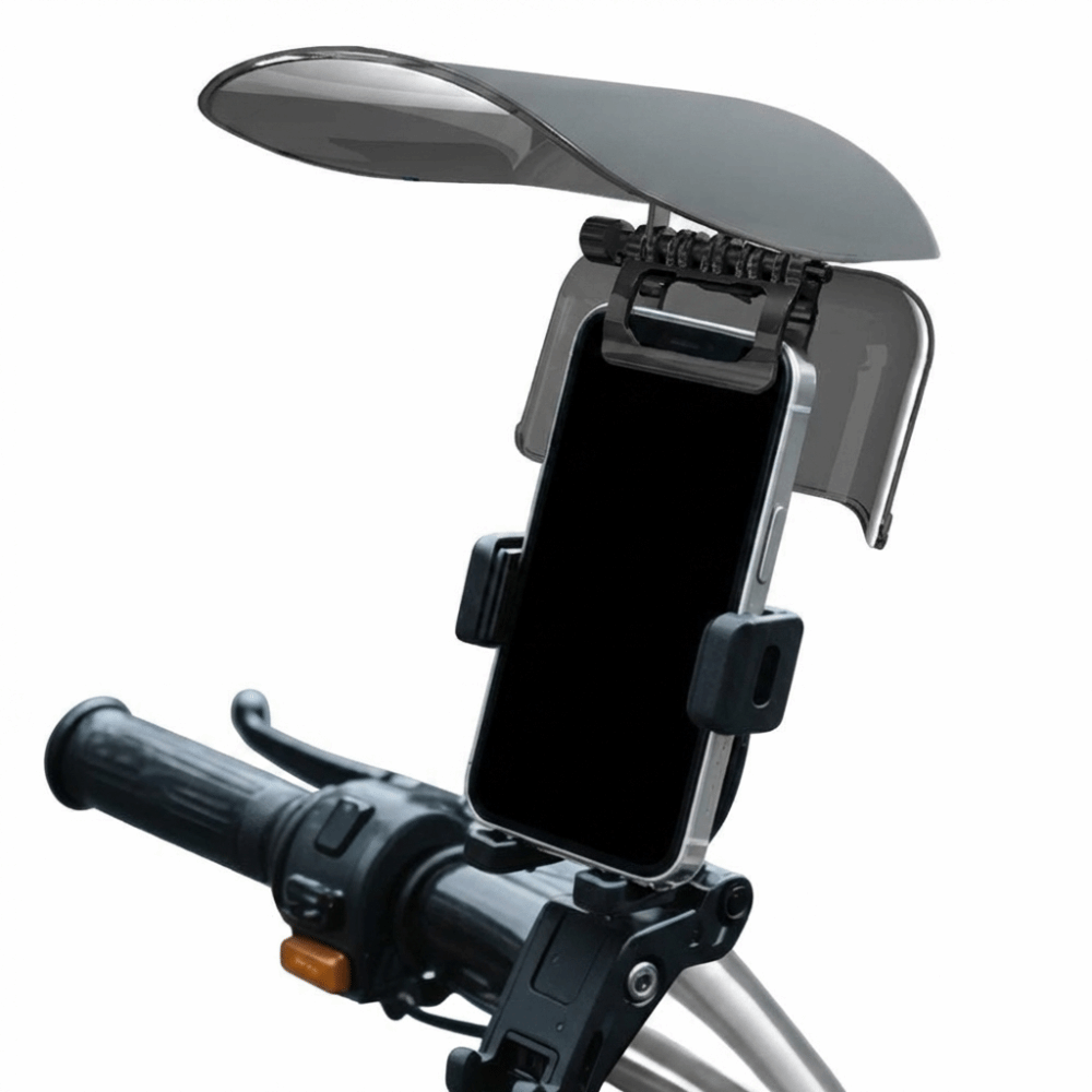 Adjustable Sun Shade Phone Holder for Car Dashboard Windshield with Rainproof Visor