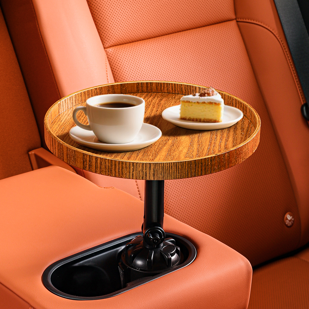 Dual Car Cup Holder Expander with Rotating Food Tray and Adjustable Organizer
