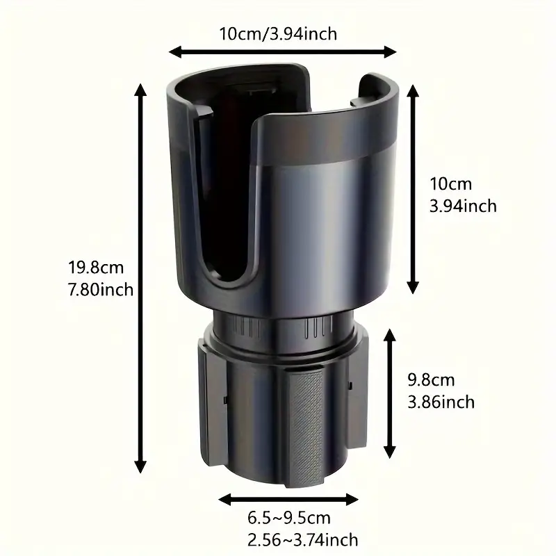 Universal Car Cup Holder Extender with Adjustable Base for Large Bottles Cups & Tumblers