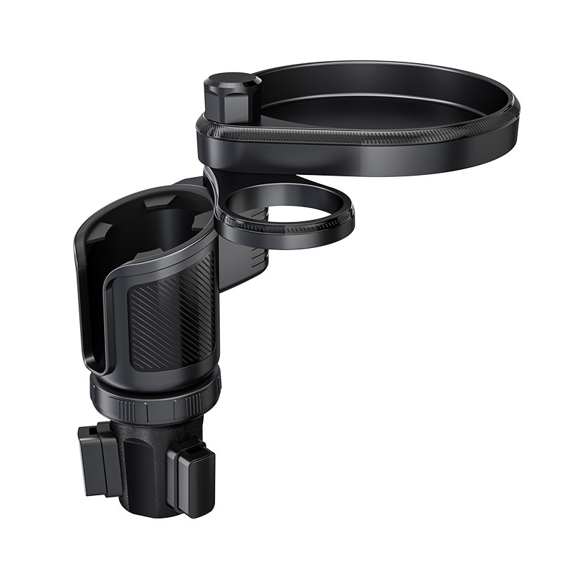 Adjustable Car Cup Holder Expander with Food Tray for Bottles, Coffee Cups & Snacks
