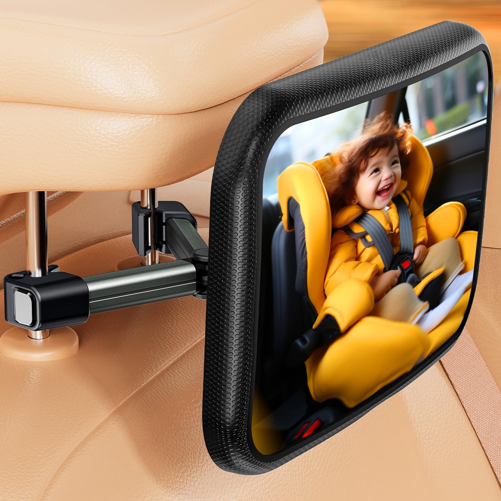 Adjustable Baby Car Mirror Shatterproof Back Seat Baby Mirror for Rear Facing Infant Safety