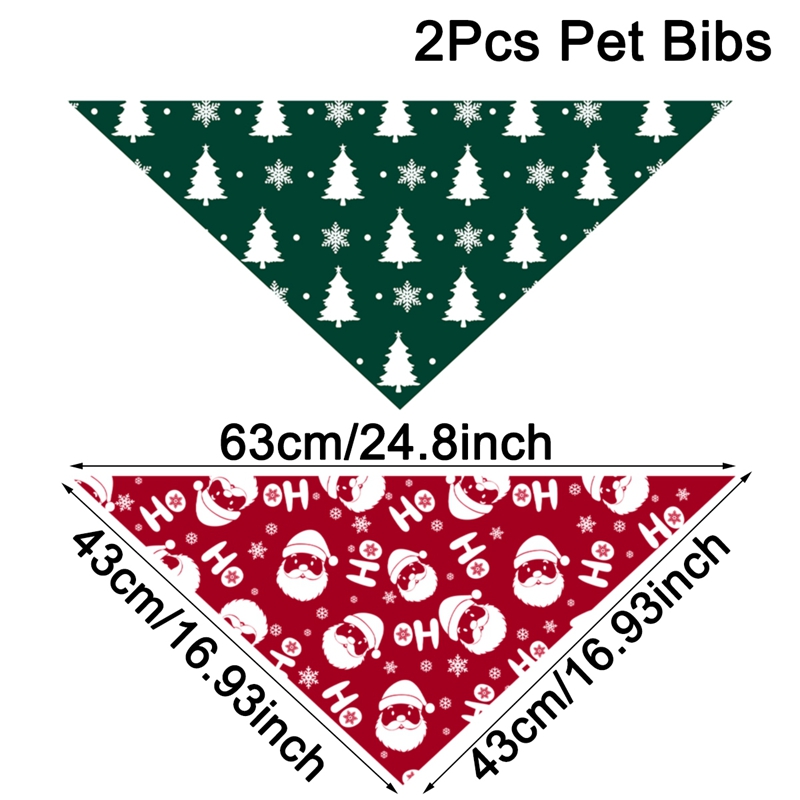 Santa Claus Snowman Dog Bandanas, Christmas Plaid Pet Scarf, Triangle Saliva Towel, Holiday Pet Accessories Supplies