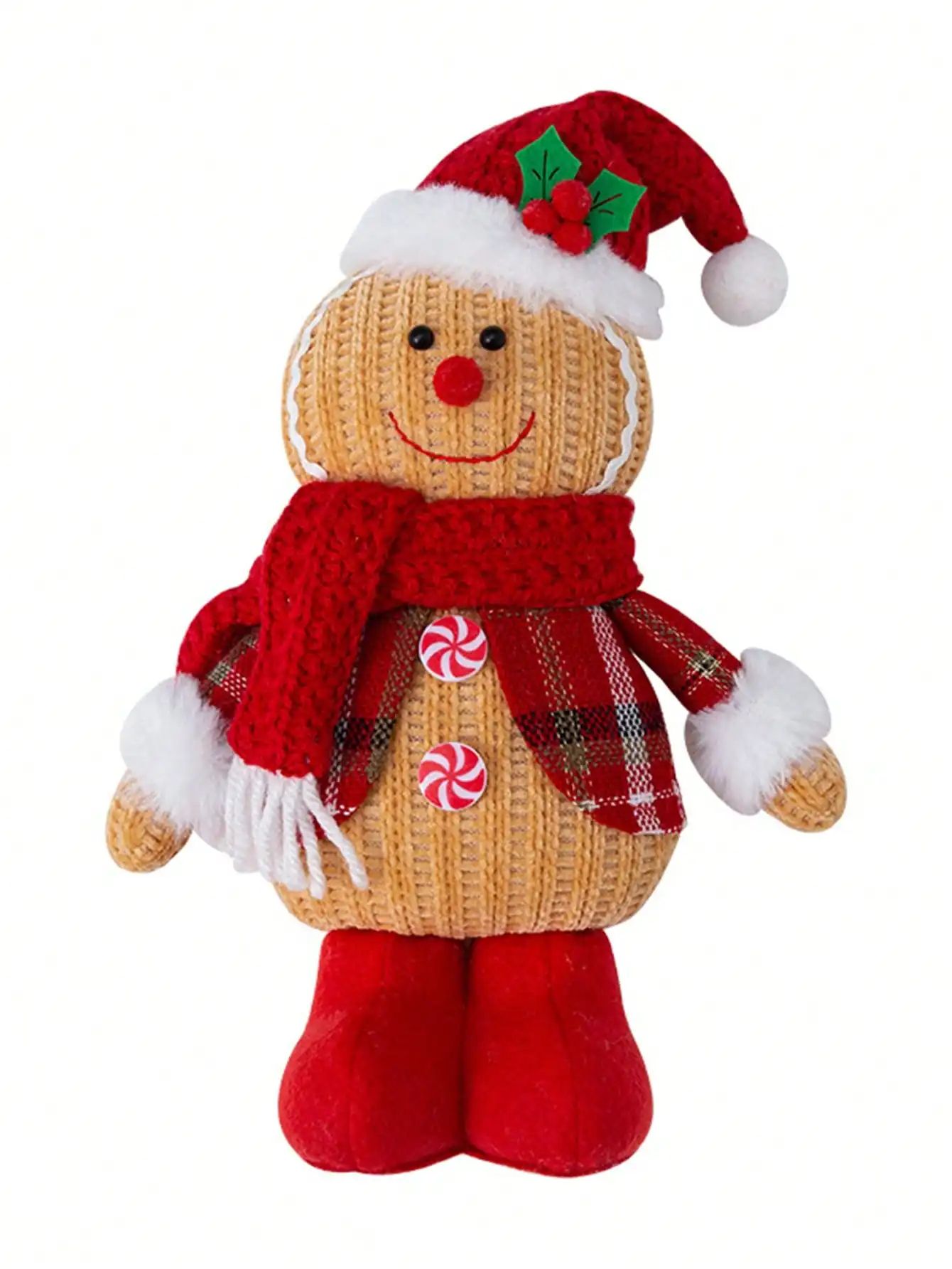 Christmas Gingerbread Doll, Cute Gingerbread Man Design, Toy, Stuffed Pillow Decoration, Festive Holiday Gift Idea