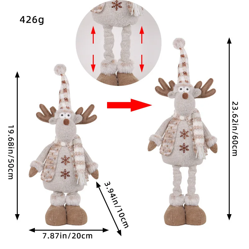 Knit Deer Santa Claus, Christmas Decorations Factory Doll, Expandable Figurine, Window Scene Arrangement Ornament