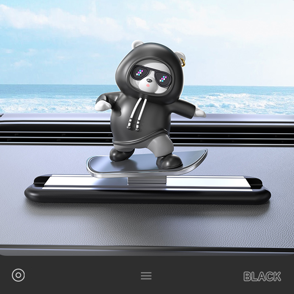 Creative Car Cartoon Interior Accessories, New Dashboard Car Decorations Skateboard, Bear Magnetic Parking Number Plate
