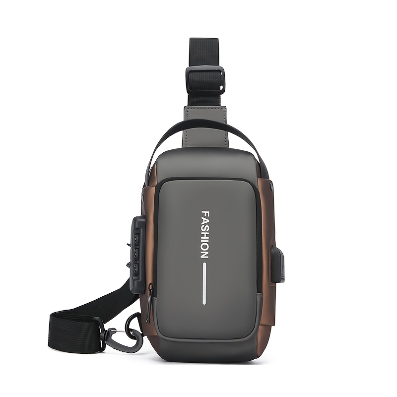 Stylish Motorcycle Crossbody Chest Pack, Durable Oxford Fabric Men's Sling Bag with Zip Closure and Phone Pocket